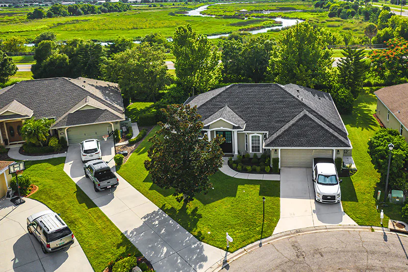 Aerial view of tiled roofs image