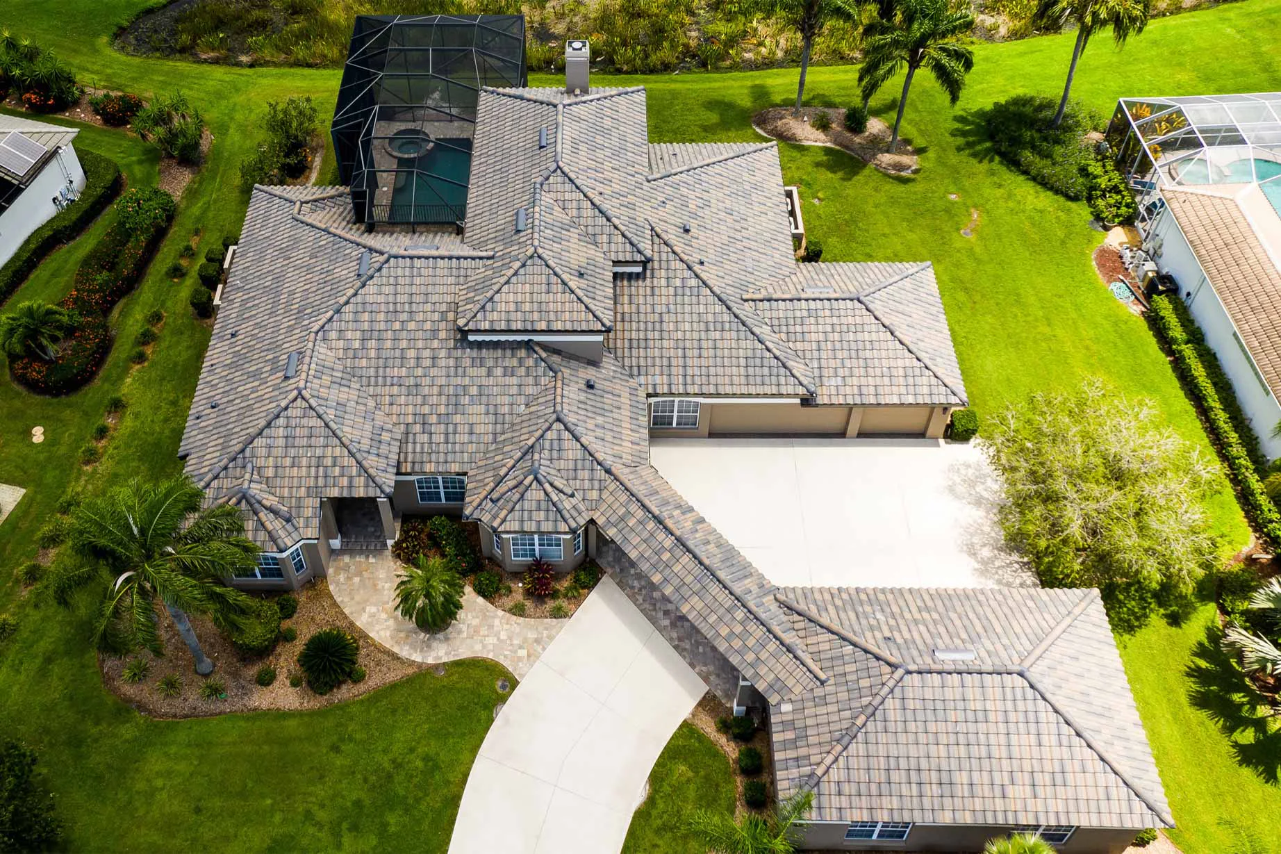 Aerial image of tiled roof