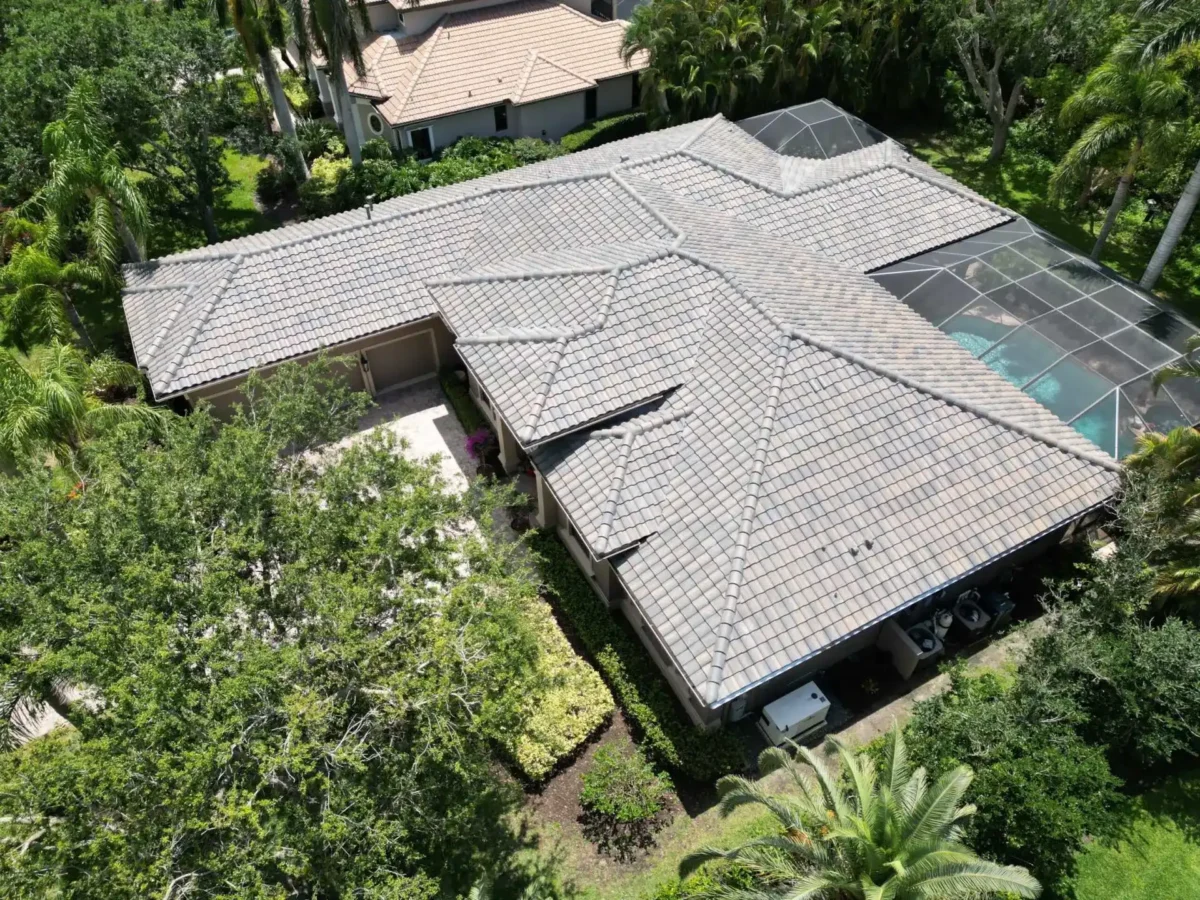 Concrete Tile Roof Replacement in Sarasota, FL — aerial view 2