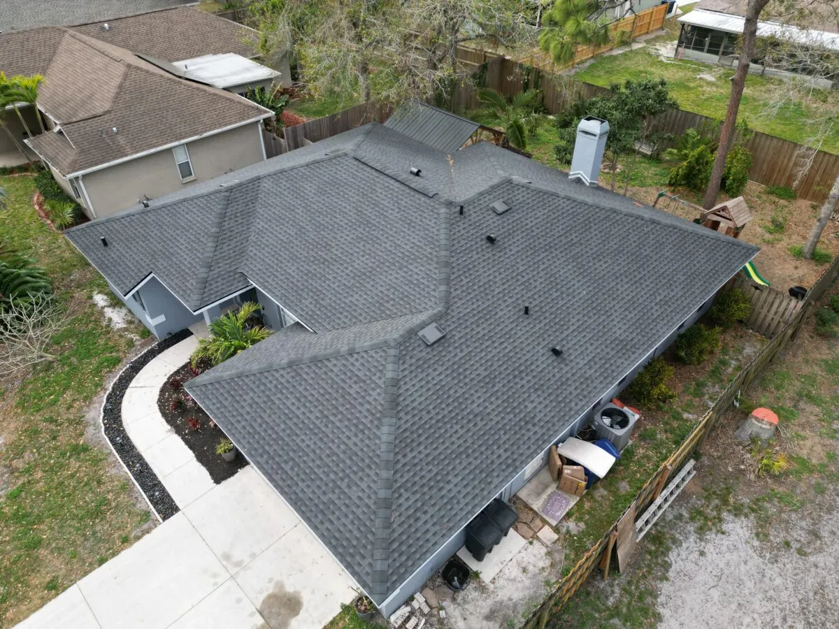 Flat Tile Roof Replacement in Sarasota, FL — aerial view 2